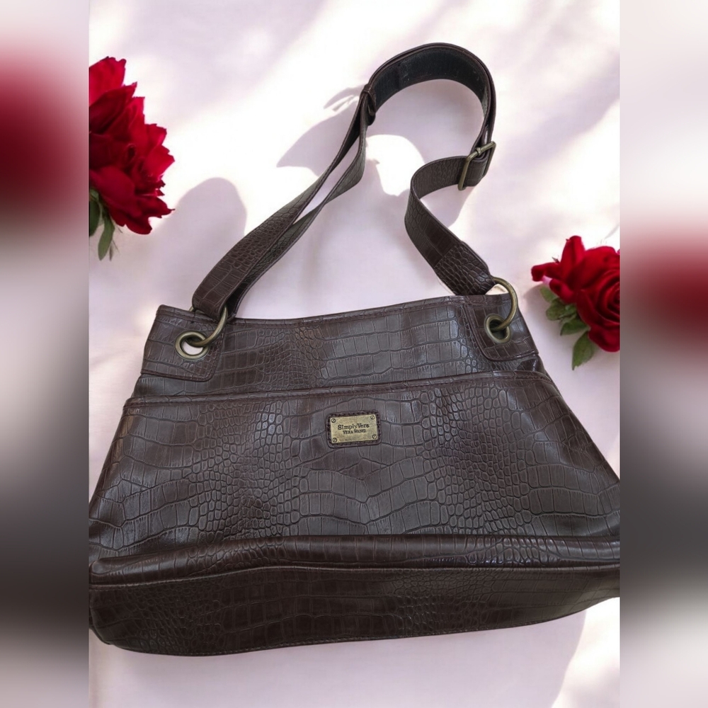 Simply Vera Wang Crocodile-Embossed Shoulder Bag Vintage Purse